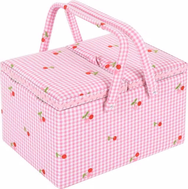 Hobby Gift Pink and White Sewing and Craft Boxes with Lid