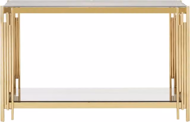 Orsina Modern Glass and Metal Console Table in Gold and Black, W/D/H: 120 x 40 x 78 cm