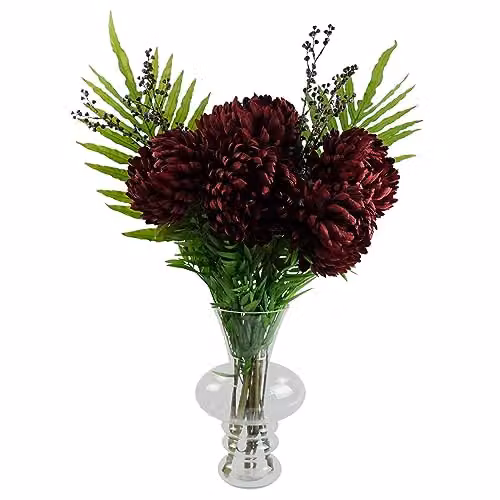 Leaf Design Artificial Floral Arrangement in Green and Red – 2
