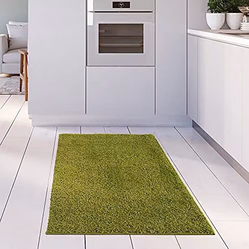 THE RUGS Green Plain Shaggy High Pile Rug, W/D: 60 x 110 cm – 2