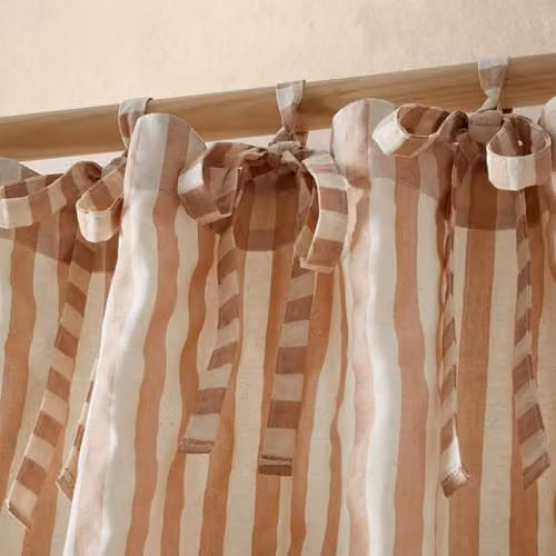 Pineapple Elephant Zanzibar Woven Stripe Voile Curtain Panel in Clay, W: 140 cm, H: 229 cm – 2