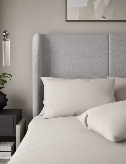 M&S x Kelly Hoppen 2 Pack 500 Thread Count Cotton Sateen Pillowcases in Beige