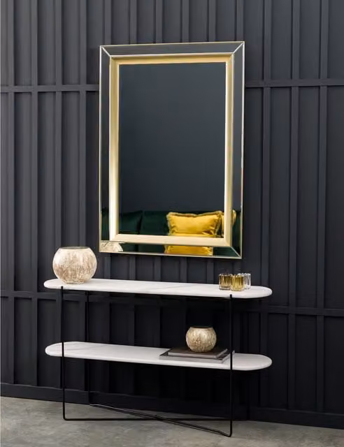 Gallery Direct Phantom Extra Large Rectangular Modern Wall Mirror in Gold