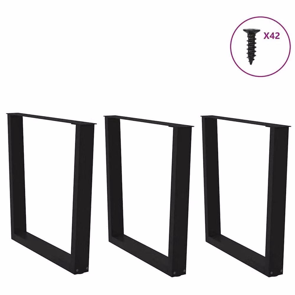 Berkfield Home V-Shape Dining Table Legs, 3 Piece Set, Black Steel, H: 72-73.3 cm x W: 80 cm – 1