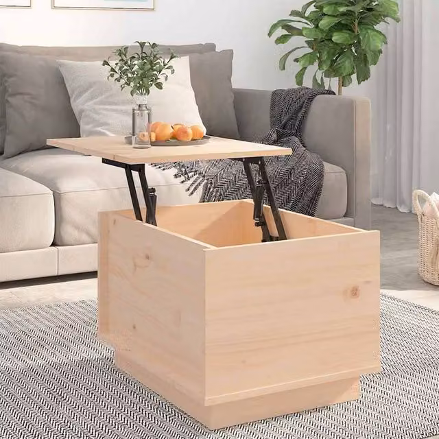 Berkfield Home Beautiful Coffee Table in Natural Solid Pine, W/D/H: 50 x 40 x 35 cm