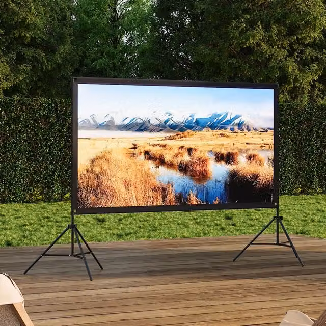 Livingandhome Portable Floor-Standing Projector Screen, Black, 195 cm