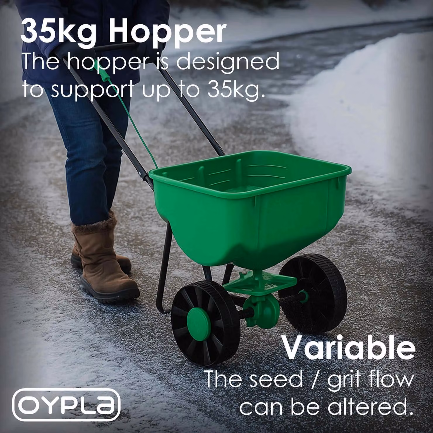 Oypla Heavy Duty Manual Broadcast Salt Grit and Grass Seed Spreader in Green – 2