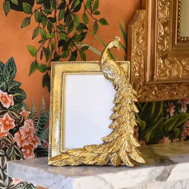 Madison & Mayfair Antique Gold Floral Peacock Single Photo Frame, W/H: 10 x 15 cm – 2