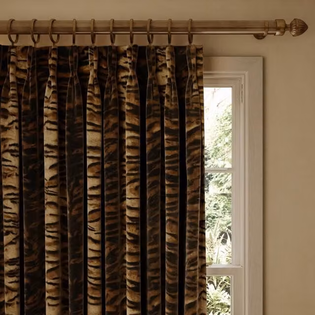 House of Hackney Caspian Opaque Velvet Fabric Curtain Panel in Brown