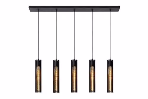 Lucide Lionel Dimmable Adjustable Bar Pendant Light, Black, 5 x E27