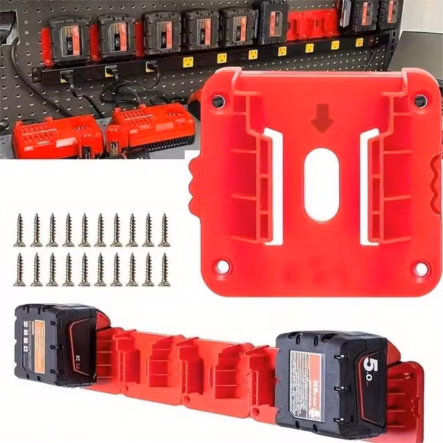 Ventryn Wall Mounted 11x Battery Holder for M18 18V Batteries in Red – 1