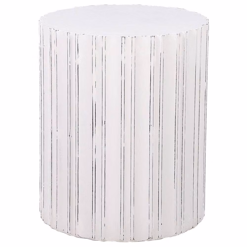 Wyld and Coco Evermore Round Side Table in White Distressed MDF, W/D/H: 45 x 45 x 45 cm – 2
