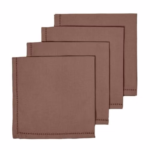 HOMESCAPES Set of 4 Plain Chocolate Brown 100% Cotton Cloth Napkins, W/D/H: 45 x 45 x 45 cm