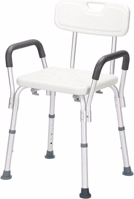 EONLION White Plastic and Metal Shower Stool with Height Adjustable Non-Slip Legs – 1