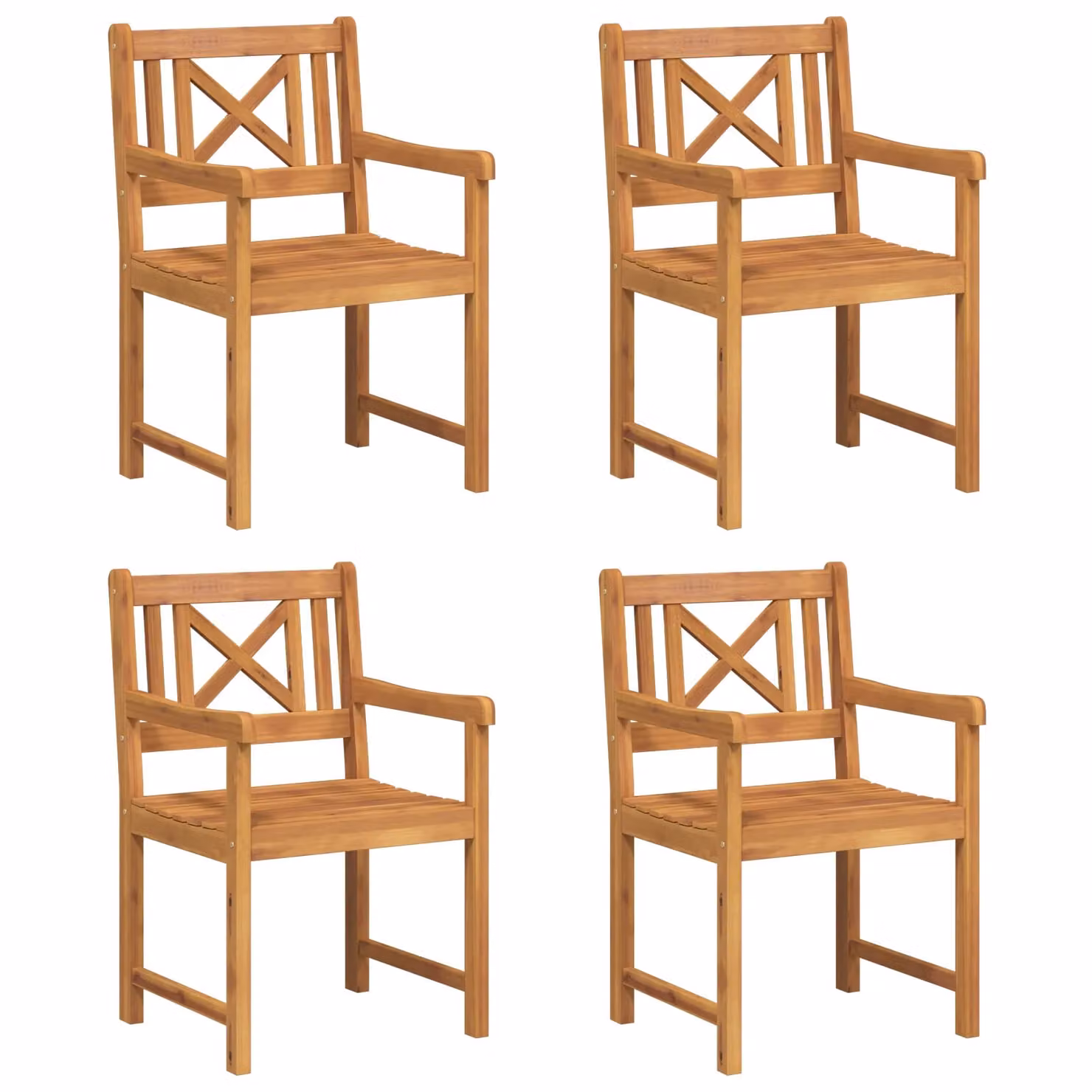 Berkfield Home Set of 4 Acacia Wood Garden Chairs in Brown, W/D/H: 56 x 55.5 x 90 cm – 1