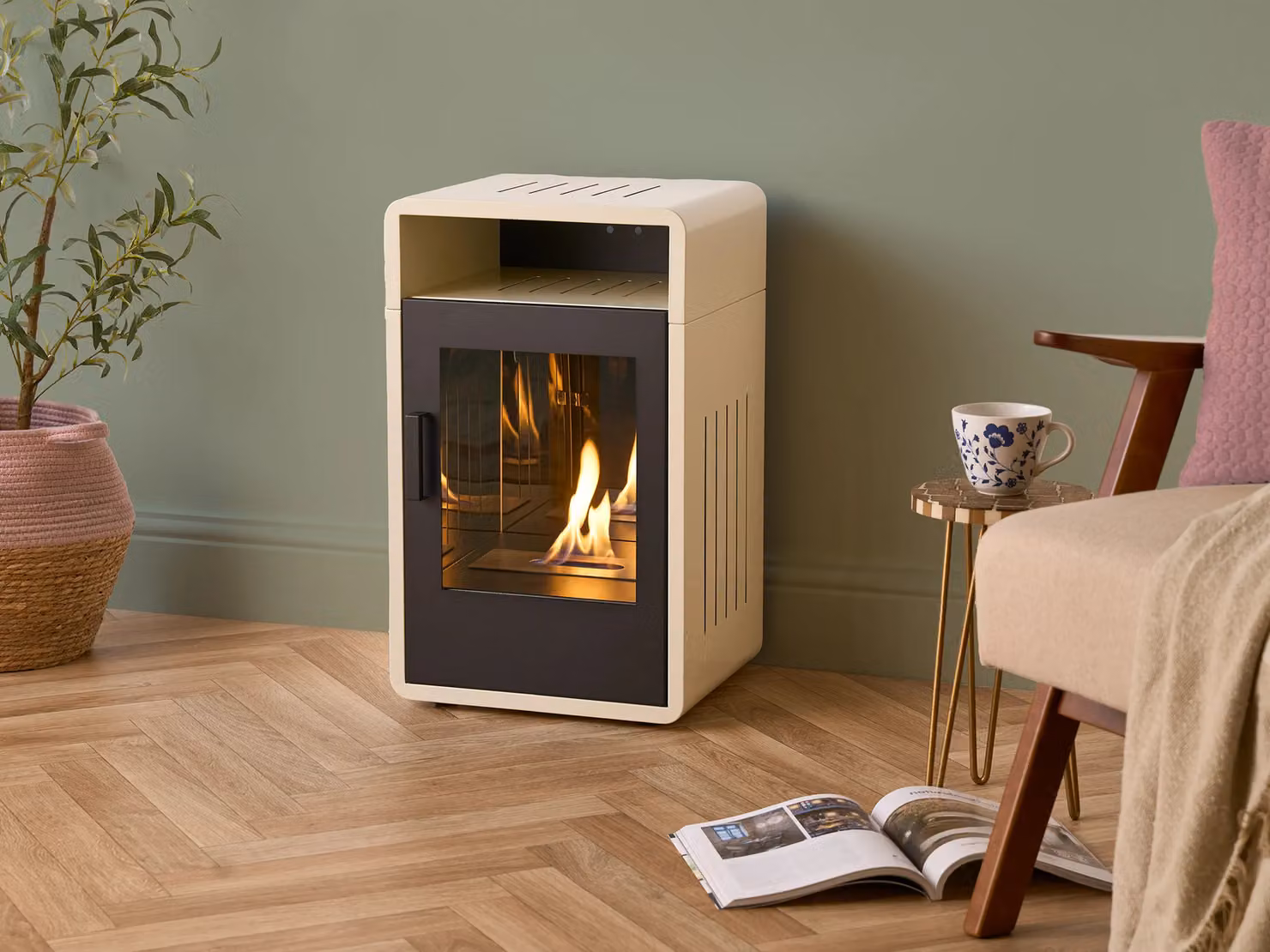Adam Fires & Fireplaces Bellini Bio Ethanol Stove in Beige – 2