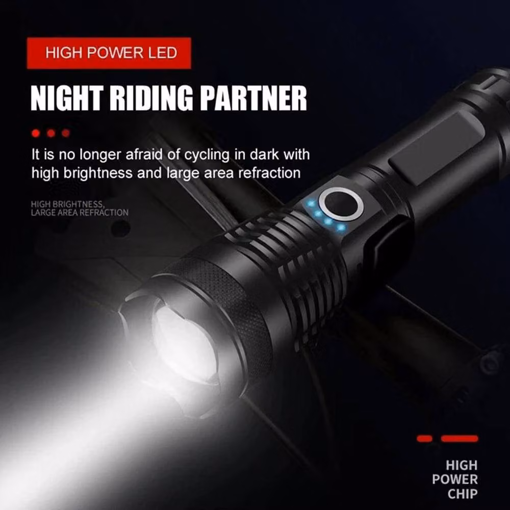 FLAVORA USB Rechargeable Super Bright LED Flashlight in Black – 4
