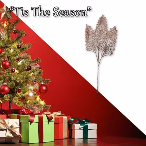 VFM e-Store Christmas Stem Leaves and Berries Decoration in Gold, W: 80 cm, H: 37 cm – 5