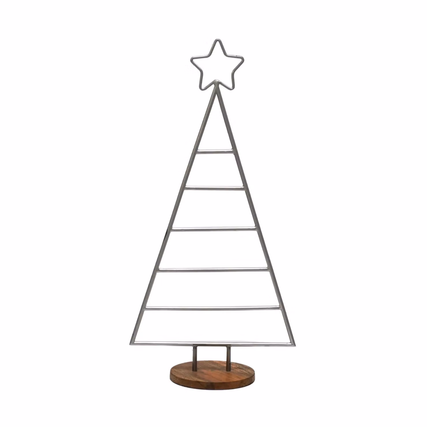 Ivyline Silver Pewter Christmas Tree Sculpture with Star, H71 x W35 x D15 cm – 2