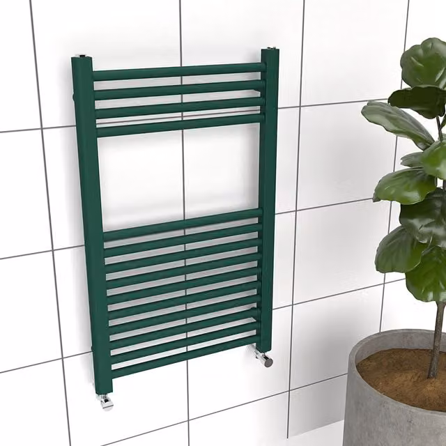 Lux Heat Coloured Steel Towel Radiator in Green, W: 50 cm, H: 80 cm