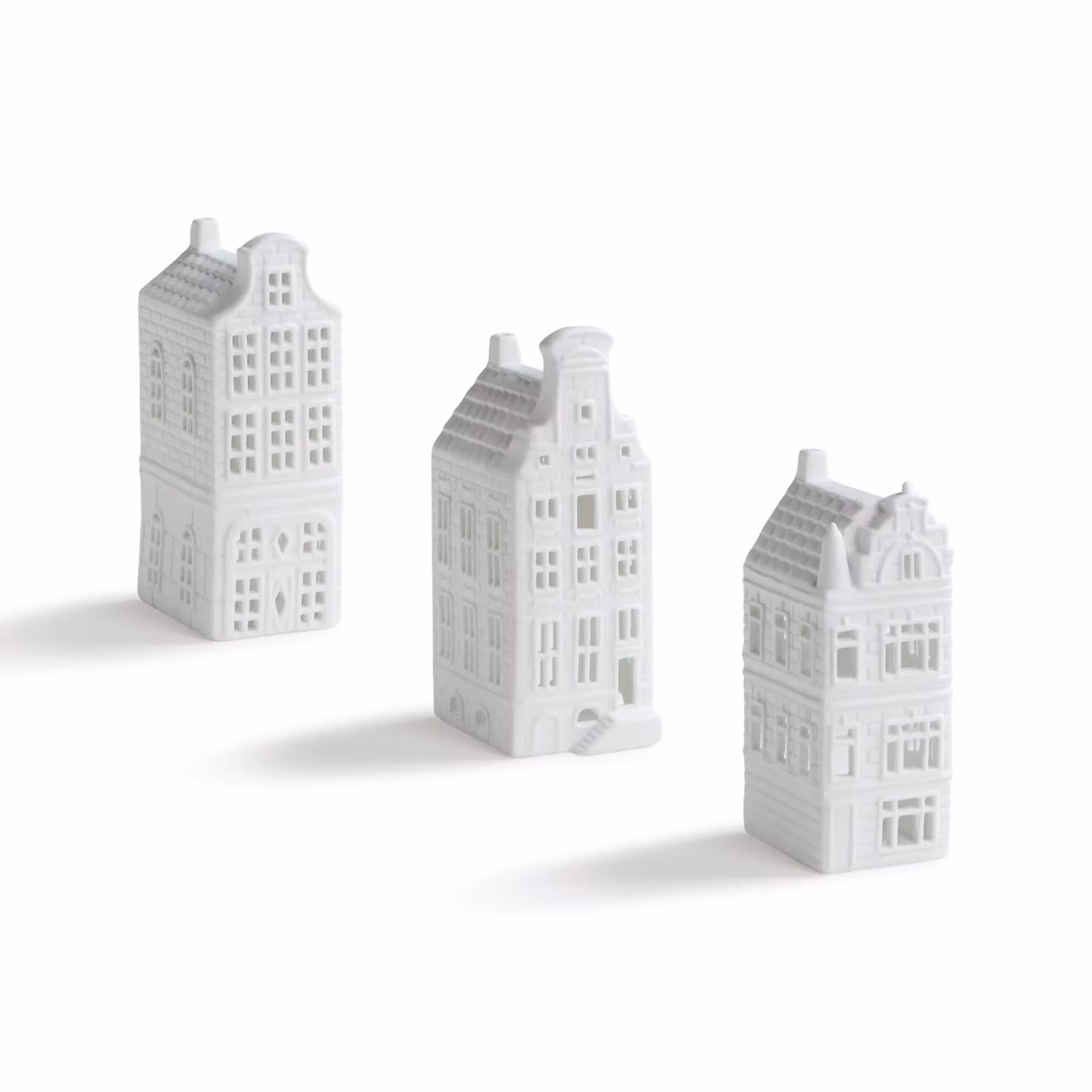 &Klevering Canal House #4 White Porcelain Tealight Holder Set of 3