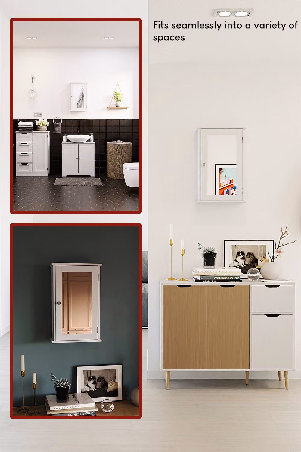 HD Designs Priano White Wall Mounted 1 Door Mirrored Bathroom Cabinet with Internal Shelving – 4