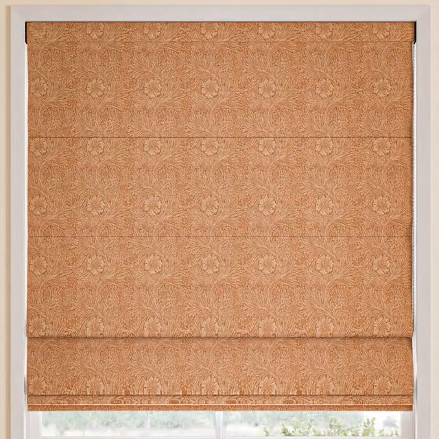 William Morris At Home Marigold Woven Made to Measure Blackout Roman Blind in Orange Floral Pattern