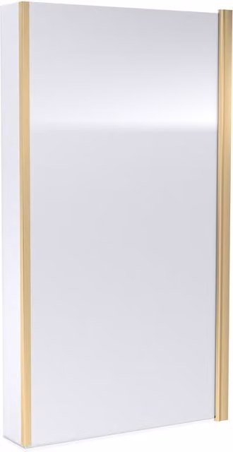 Balterley Hinged Corner Bath Screen with Fixed Return, 6mm Toughened Safety Glass, Brushed Brass, W: 143 cm, D: 78 cm