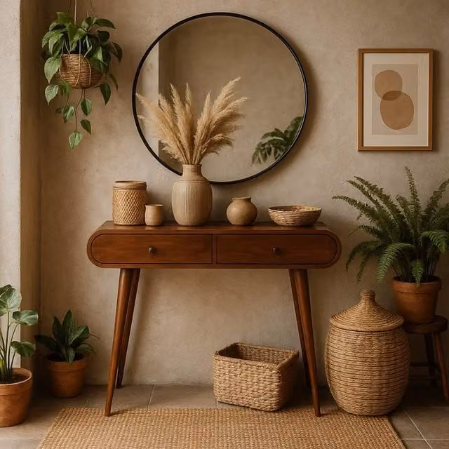 Wyld Haus Como Oval Mango Wood Console Table in Brown