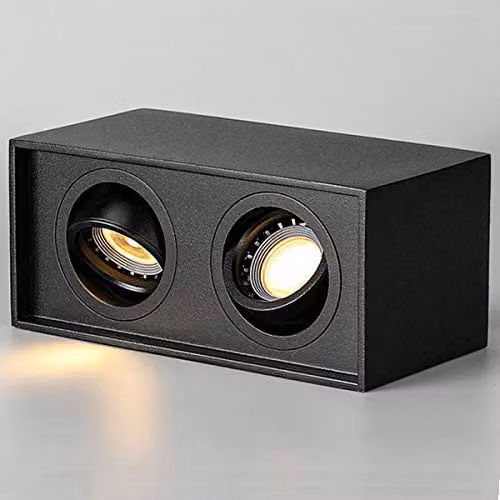 CGC Lighting Sasha Black Twin Rectangular Ceiling Spotlight, Adjustable GU10 Downlight – 4