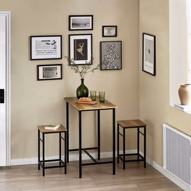SoBuy Industrial Bar Table and Stool Set in Black and Brown