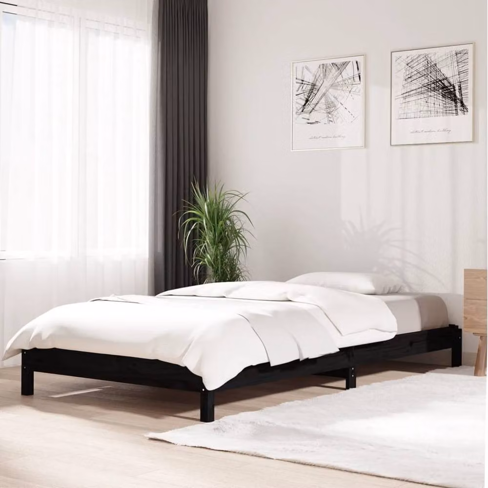 Berkfield Home Stack Bed in Black Solid Pine Wood, W/D/H: 90 x 200 x 96.5 cm – 2