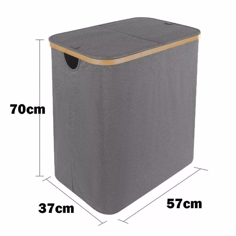 KORVIXA Collapsible Laundry Basket Bin Bag in Grey Oxford Fabric with Handles, Height: 100 cm – 2