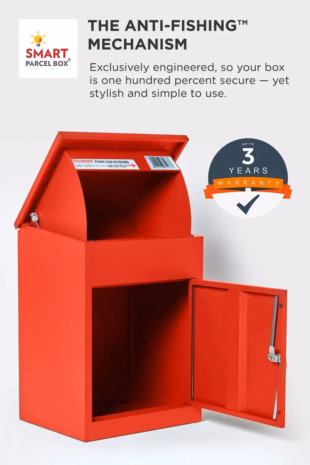 Homescapes Smart Parcel Box Medium Front Access Secure Steel Delivery Box in Red – 3
