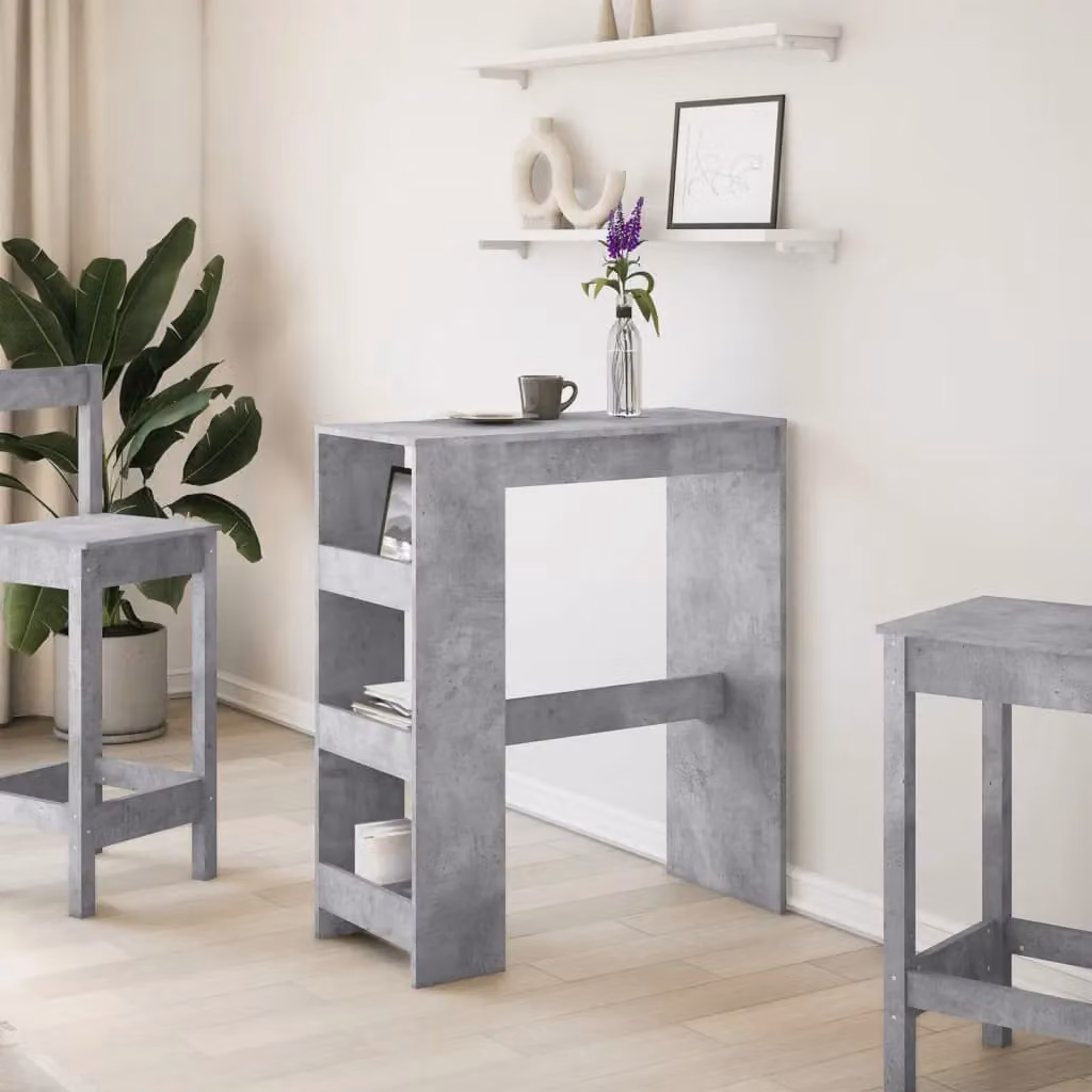 Berkfield Home Bar Table with Racks in Concrete Grey, W/D/H: 90 x 40 x 103.5 cm – 3
