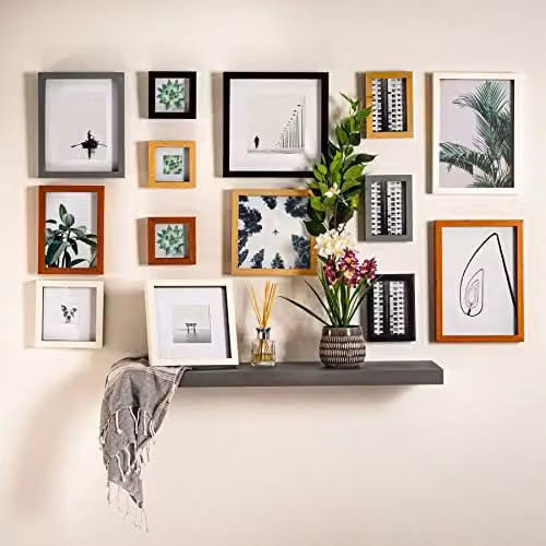 Nicola Spring 2 Piece Black 3D Shadow Box Photo Frame Set with 4 x 6 inch Mount and Glass Aperture – 4