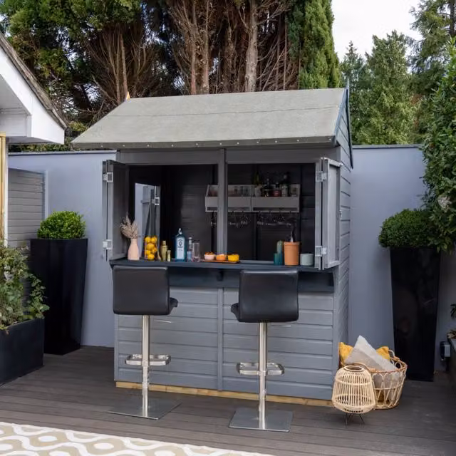Forest Garden Shiplap Apex Garden Bar in Grey