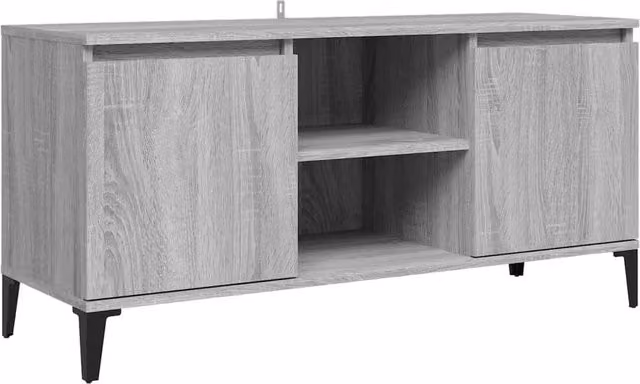 Berkfield Home Modern TV Cabinet in Grey Sonoma with Metal Legs, W: 103.5 cm, D: 35 cm, H: 50 cm