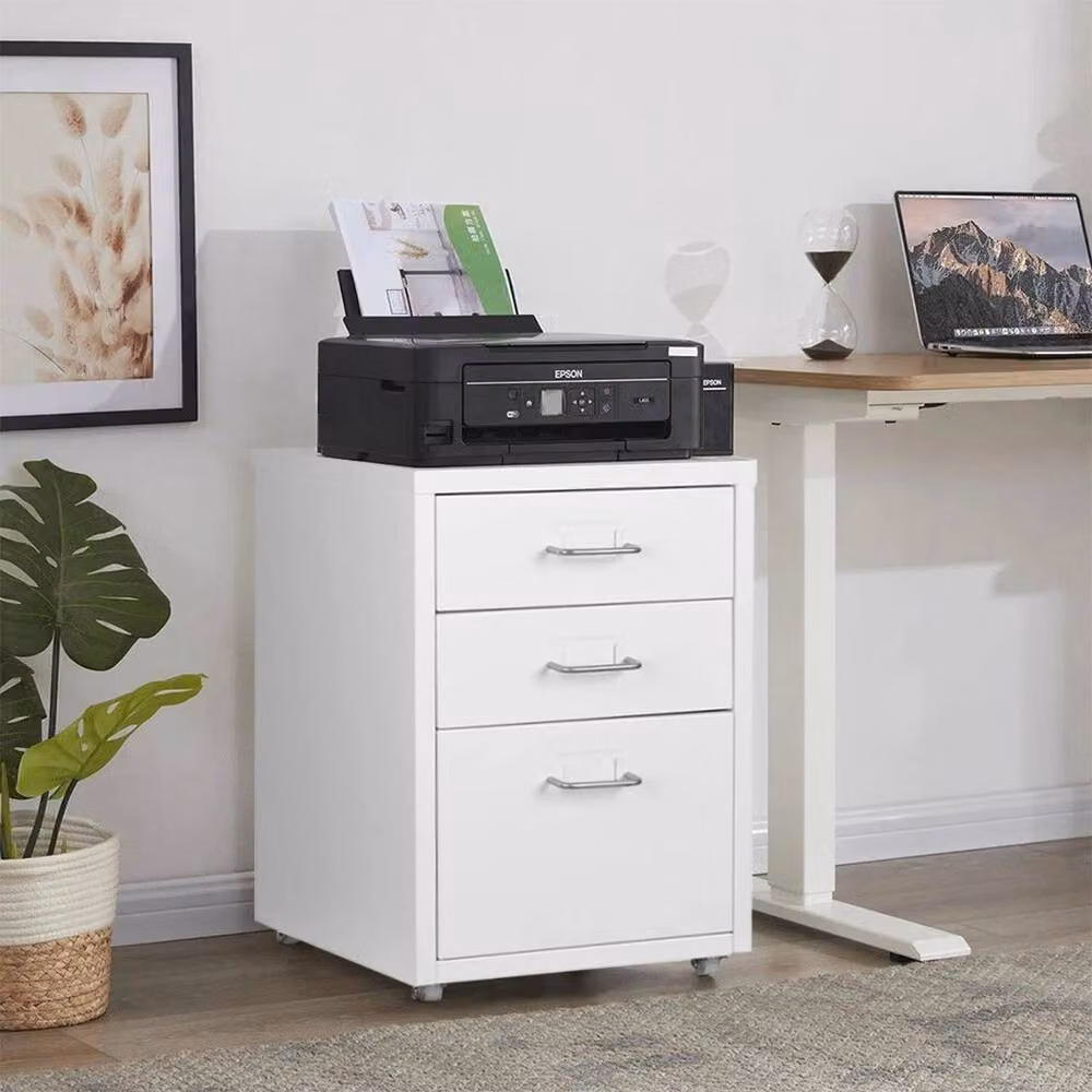 FORGEVIO Modern Under Desk Office Filing Cabinet Pedestal in White – 3