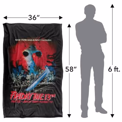 LOGOVISION Friday The 13th Part VIII Jason Takes Manhattan Vintage Poster Super Soft Fleece Throw Blanket, W/D/H: 91 x 147 cm, Multicolour – 4
