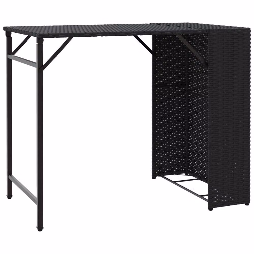 Berkfield Home Beautiful 5 Piece Black Poly Rattan Garden Dining Set with Folding Table – 4