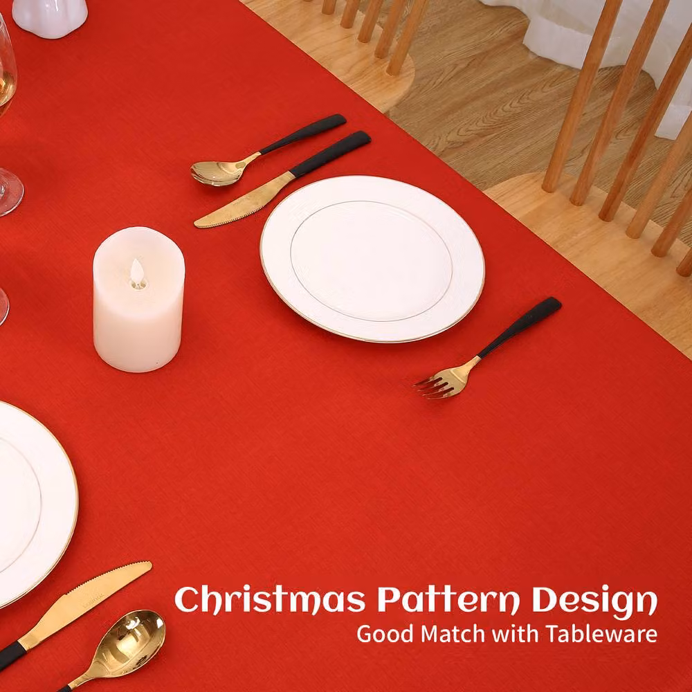 London Boutique Red Christmas Snowflake Washable Rectangular Tablecloth – 3