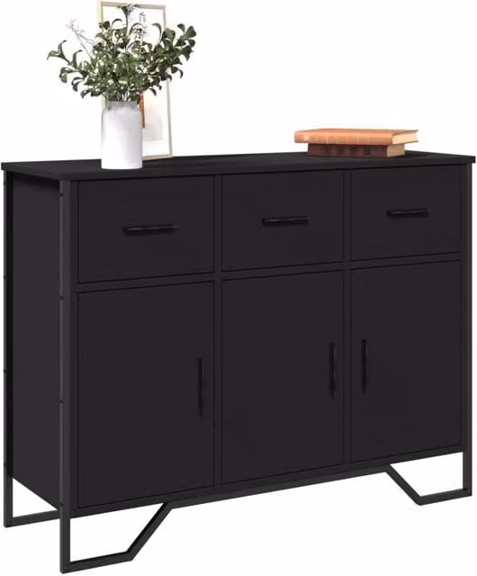 Berkfield Home Modern Black Matt Sideboard, W/D/H: 97 x 32.5 x 74.5 cm