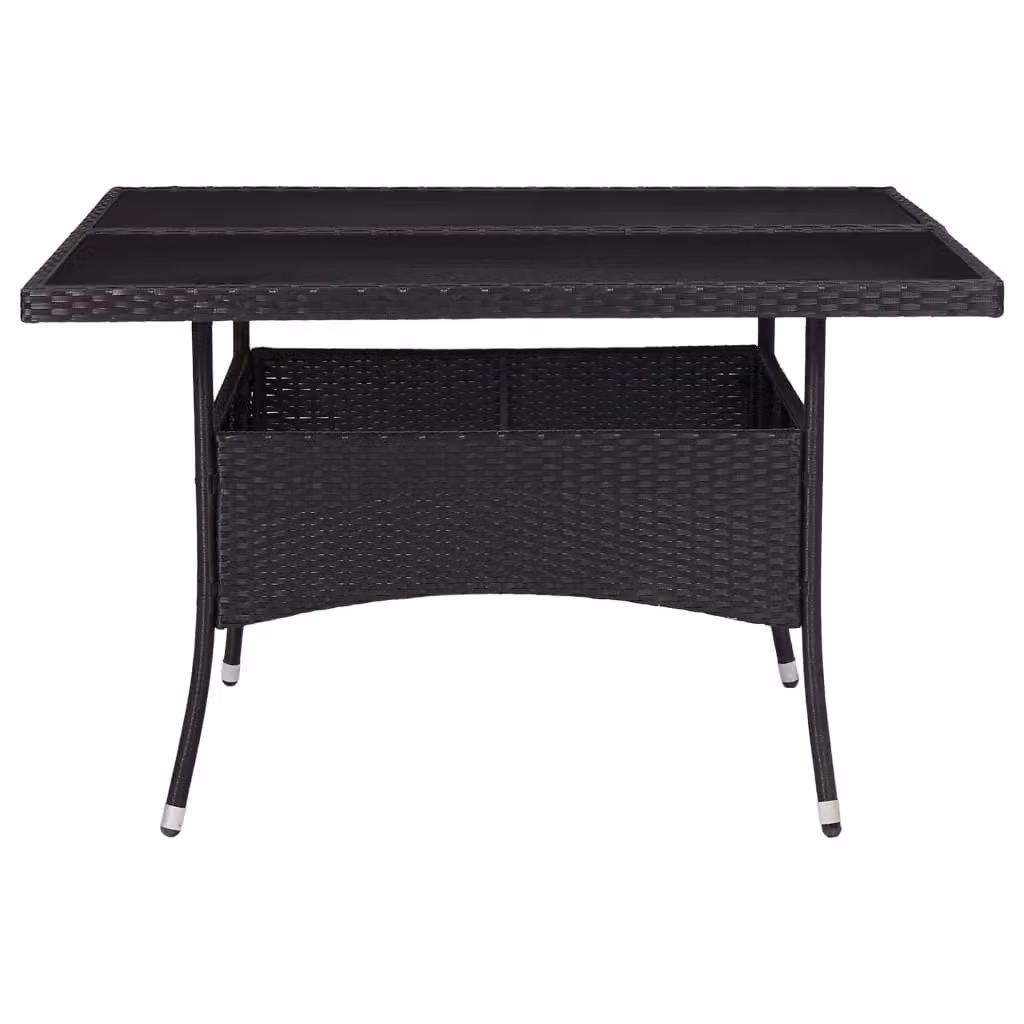 Berkfield Home Outdoor Dining Table in Black Poly Rattan and Glass, W: 120 cm, D: 75 cm – 2