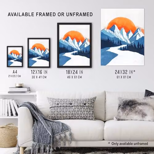 Artery8 Winter Sunrise South American Andes Mountain Wall Art Poster Print, Multicolour, W: 45.72 cm, H: 60.96 cm – 3