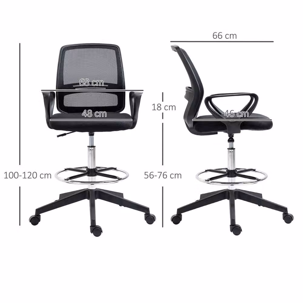 Havendro Ergonomic Tall Office Chair in Black with Adjustable Height, Swivel Function and Foot Ring – 2
