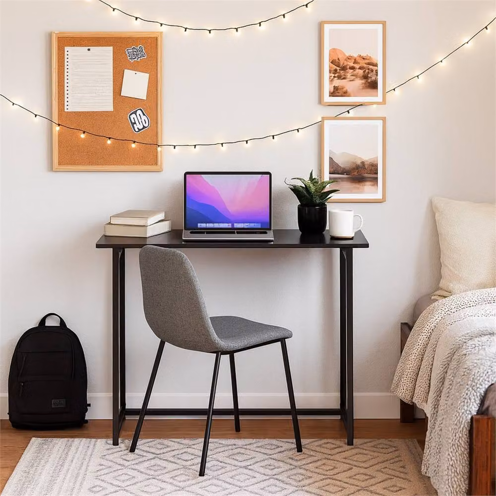 Nordara Black Wooden Folding Computer Desk with Drop Leaf Top – 3