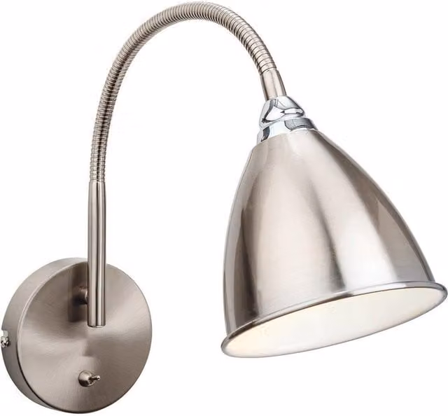Netlighting Bari Adjustable 1 Light Indoor Wall Light in Grey and Chrome with E14 Socket