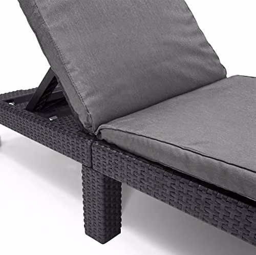 Keter Daytona Deluxe Outdoor Garden Sun Lounger in Anthracite with Grey Weatherproof Cushions – 3