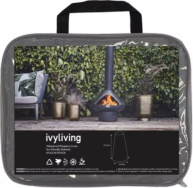 Ivyline Waterproof Fireplace Cover in Grey, H: 132 cm, W: 59 cm, D: 59 cm – 1